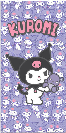 Πετσέτα Θαλάσσης Παιδική Microfiber Μωβ-ροζ 70x140εκ Kuromi 4958