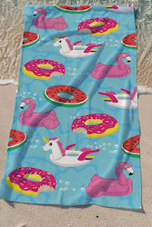Stewehome Bunte Kinder-Strandtuch Mit Einhorn- und Flamingo-Motiv Blau 75x150 cm Stewehome Bunte Kinder-Strandtuch Mit Einhorn- und Flamingo-Motiv Blau 75x150 cm
