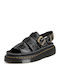 Δερμάτινα Γυναικεία Σανδάλια Flatforms Μαύρα