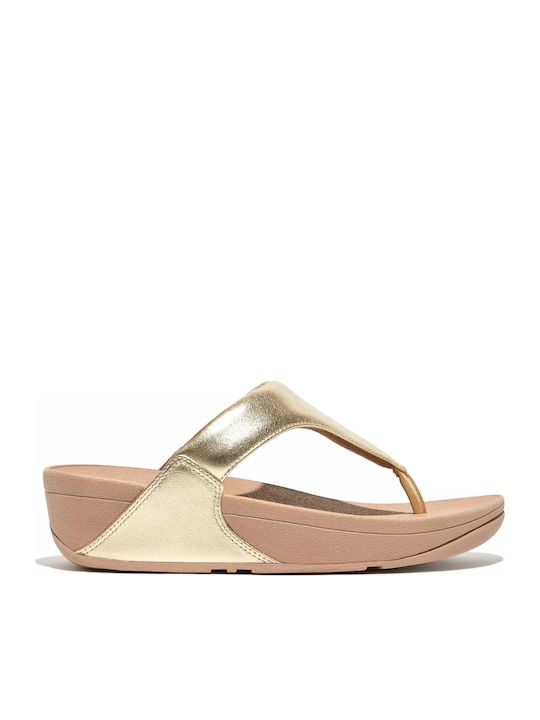 Fitflop Leather Women's Flat Sandals Gold