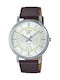 Casio Enticer Мъжки Часовник 41mm На Батерия С Кафява Кожена Каишка