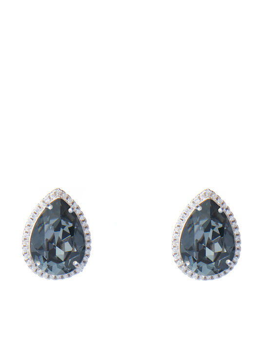 The Gem Stories Silver Stud Earrings with Black Stones