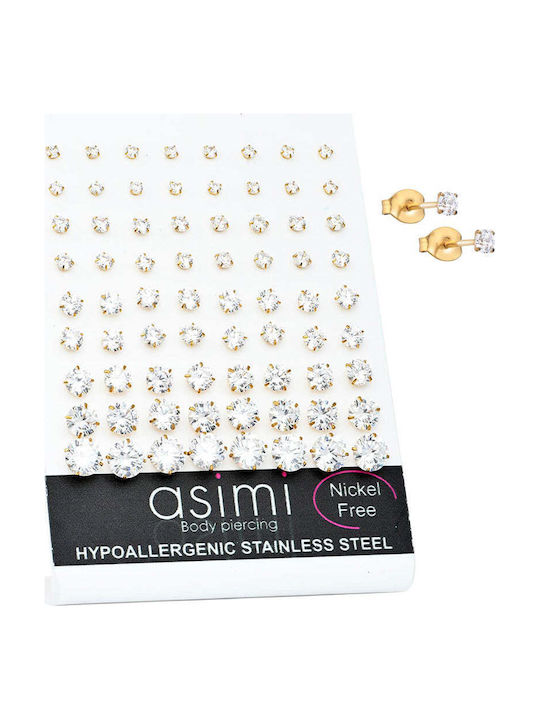 Asimi Body Piercing Earrings Steel Gold Plated with Stones