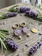 The Gem Stories Gold Plated Steel Hoop Earrings with Stones and Purple Pearls
