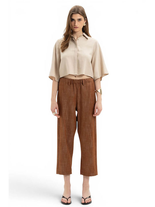 Women's Fabric Trousers Brown