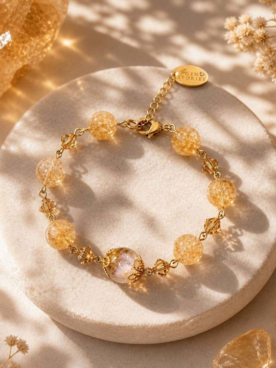 The Gem Stories Γυναικείο Βραχιόλι Αλυσίδα από Ατσάλι Επιχρυσωμένο 17.3cm