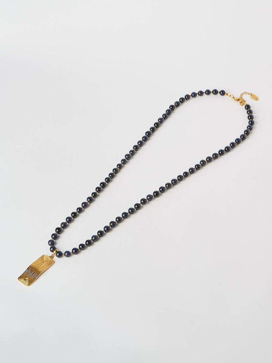The Gem Stories Gold Plated Blue Necklace