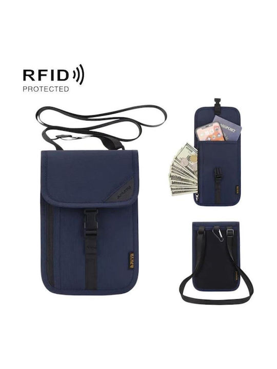 ID- und Reisepasshülle RFID Schutz Kartenorganisation Ticket Münzen Halsband Passhülle Identitätskarte Blau