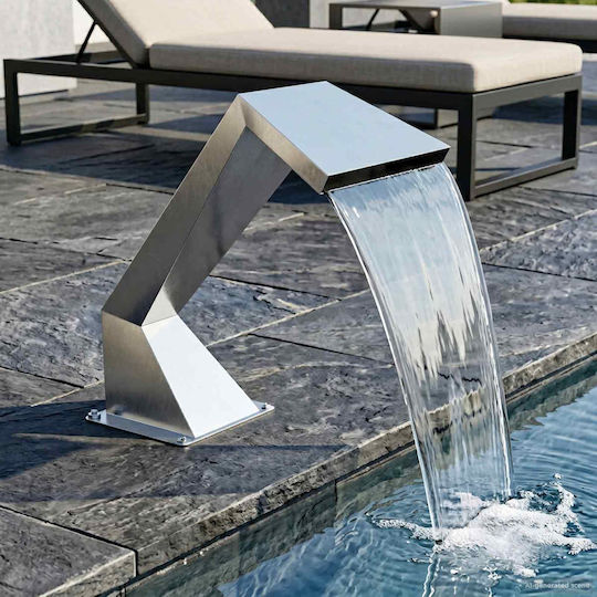 vidaXL Pool Waterfall with LED Lighting Stainless Steel 63.5x29x51 cm Silver