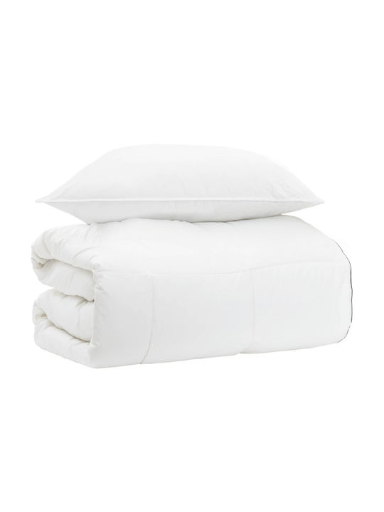 vidaXL Σετ Πάπλωμα Μονό 140x200εκ. Λευκό 130 GSM