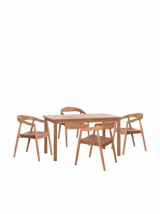 Set Dining Pentru Exterior 5 Piese Natur