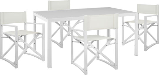 Outdoor Dining Set Dupre 5pcs White