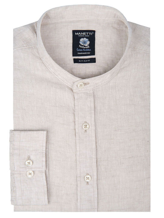 Long Sleeve Linen Shirt Beige