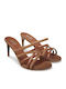 Suede Mules με Τακούνι σε Καφέ Χρώμα
