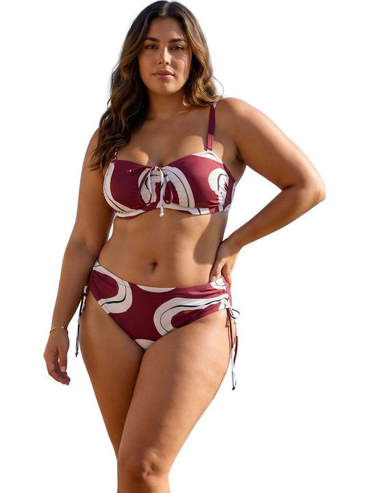 R0557 Set Bikini με Ελαφριά Ενίσχυση Μπορντο