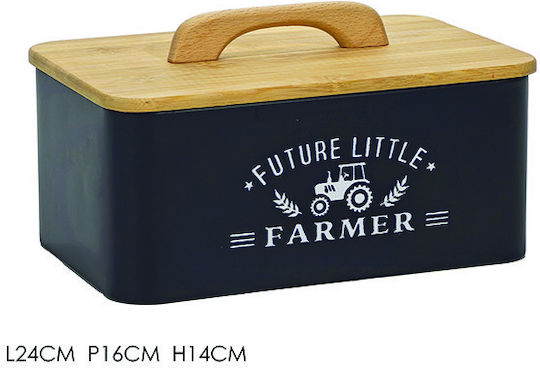 General Trade Caseta Utilizare Generală Cu Capac Metalic Negru 14cm 1 Bucată