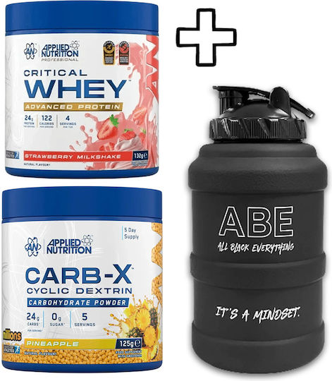 Applied Nutrition Abe Water Jug 2500ml & Applied Nutrition Carb-x Cyclic Dextrin 125g Millions Cola & Applied Nutrition Critical Whey 132g Strawberry Milkshake Custom Bundle