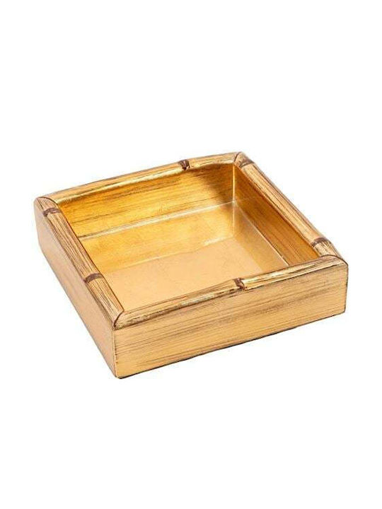 Caspari Χαρτοπετσετοθήκη Ξύλινη Χρυσή 16.5x16.5x6.3cm HC10BAM