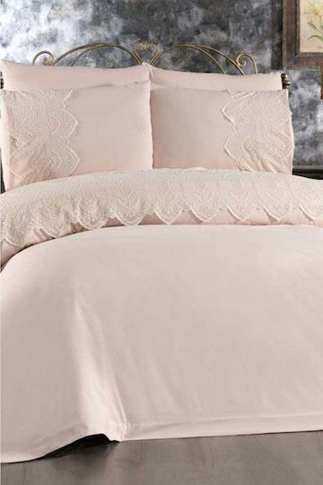 SteweHome Duvet Cover Set 200x220cm Double With 2 Pillowcases Brown