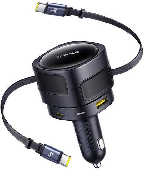 Baseus Enjoyment Max Φορτιστής Αυτοκινήτου 90W 10A με Θύρες: 1xUSB 1xType-C μαζί με Καλώδιο Type-C Μαύρο Χρώμα