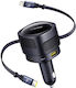 Baseus Enjoyment Max Car Charger 90W 10A with Ports 1xUSB 1xType-C with Lightning / Type-C Cable Black Color