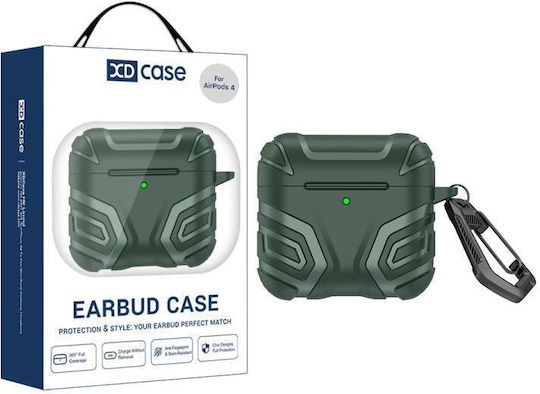 Airpods 4 Xdcase Earbuds Case TPU Dark Pattern Carabiner Dark Green