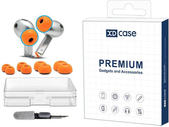 Galaxy Buds3 Pro Buds4 Pro Xdcase 4 Ζεύγη Ανταλλακτικών Ακουστικών Αφρό Μνήμης Μέγεθος Xs S M L Βουρτσάκι Καθαρισμού Τυχαίο Πορτοκαλί