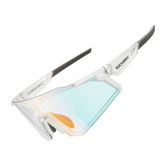 Rockbros Cycling Glasses with White Frame and Photochromic Lenses
