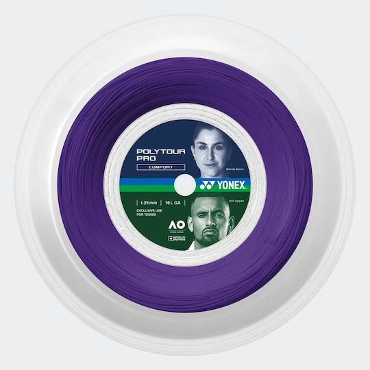 Yonex Poly Tour Tennis Racket String Purple Diameter 1.25mm