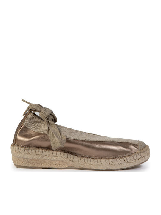 Fabiolas Collection Leather Espadrilles Gold