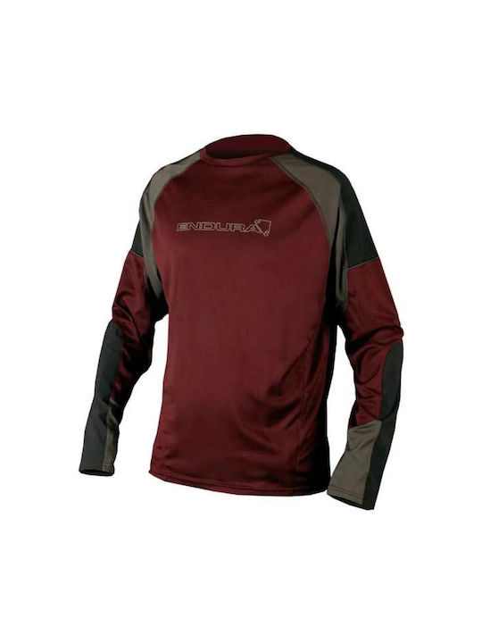 Endura Men's Long Sleeve Cycling Jersey Burgundy