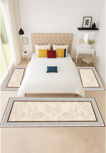 SteweHome Set Modern De Covoare Pentru Dormitor Bej STE-028357-V63440-213590 3 Bucăți