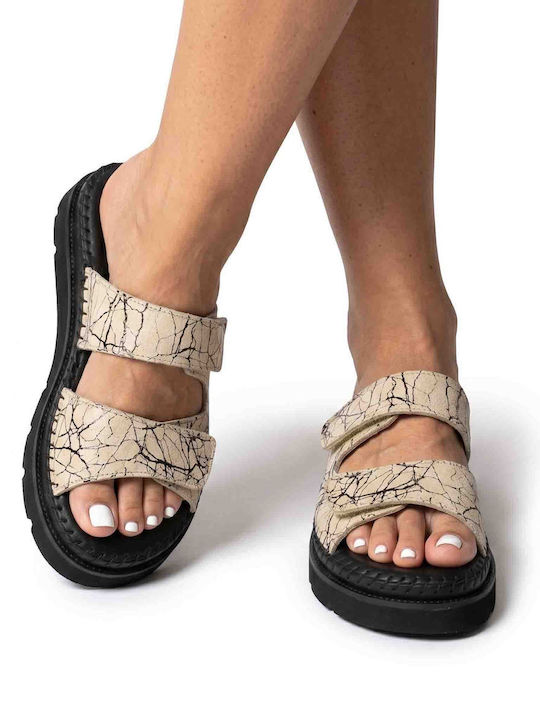 Sandale Casual Damă Anatomici Din Piele Ecru