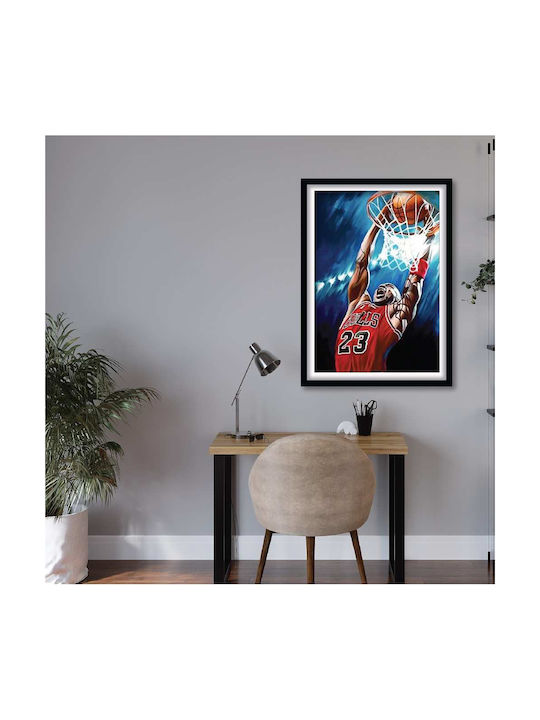 Poster Nba Jordan Chicago Bulls Kd0524 40cm X 50cm Premium Μαύρο Ξύλινο Κάδρο