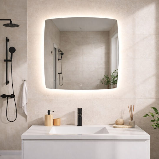 Savvopoulos Leaf Of Light Квадратно Огледало За Баня LED Touch 75x75см