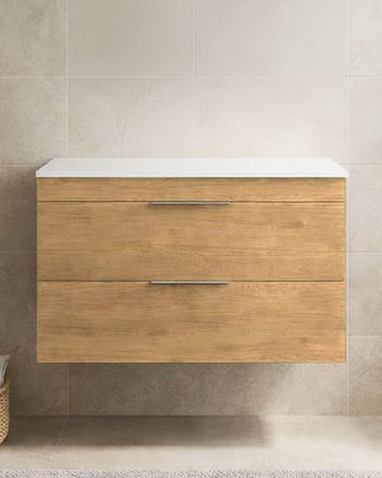 Savvopoulos Likno 80 Bathroom Vanity Unit Without Sink With Light L78xD44xH55cm Light Hickory