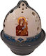 Vigil Oil Lamp Clay Dome Two-Tone White-Grey Panagia Height 15 Diameter 13