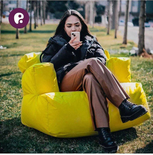 Bean Bag Chair Waterproof Yellow 80x80x70cm