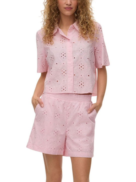 Vero Moda Κοντομάνικο Γυναικείο Πουκάμισο Pink-...