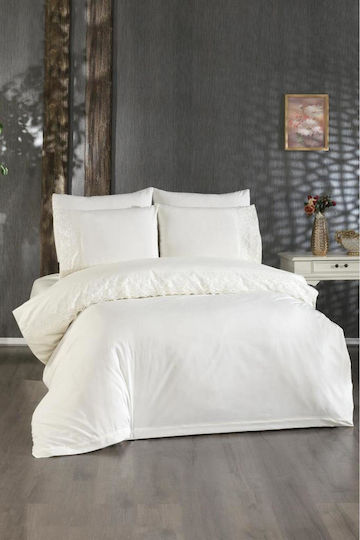 SteweHome Duvet Cover Set 200x220cm Double With 4 Pillowcases Beige