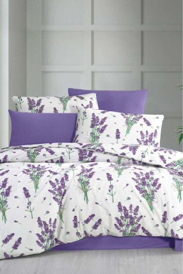 SteweHome Duvet Cover Set 200x220cm Double With 2 Pillowcases Purple
