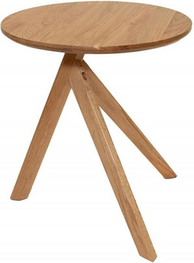 Round Side Table Made of Solid Oak Wood W45xL45xH50cm