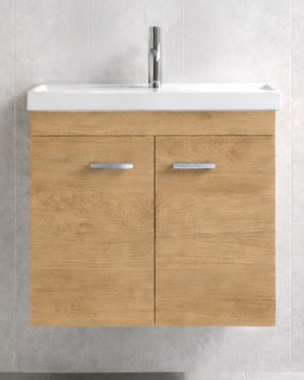 Savvopoulos Emily 60 Πάγκος με Νιπτήρα με Φως Μ60xΒ45xΥ55cm Light Hickory