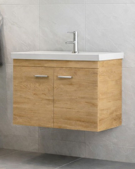 Savvopoulos Emily 70 Πάγκος με Νιπτήρα με Φως Μ70xΒ45xΥ55cm Light Hickory