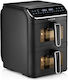 Mozano Home Air Fryer με Διπλό Αποσπώμενο Κάδο 11lt Μαύρο