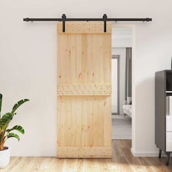Vidaxl Συρόμενη Πόρτα Φυσικό Μαύρο 85 X 210 Cm