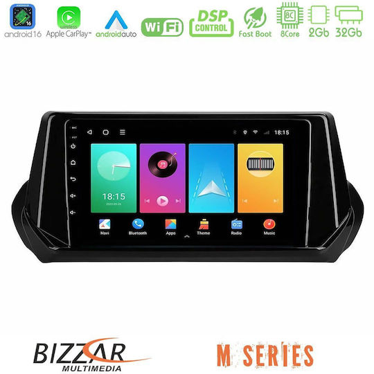 Bizzar Автомобилна Аудио Система за Peugeot 208 2019-2023 (Bluetooth/USB/Вграден Wi-Fi/GPS/Apple CarPlay/Android Auto) с Touch Screen 9"