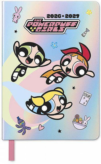 Academic Diary Hard Cover 2026/2027 Weekly 17-Month A5/15x21cm Powerpuff Girls