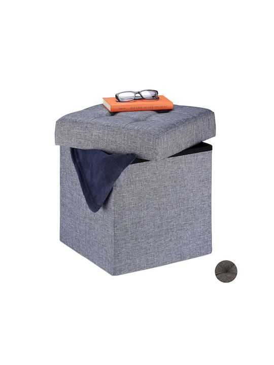 Taburet Camera De Zi Pliabil Cu Spațiu De Depozitare Tapițat Cu Țesătură Gri 41x38x38cm