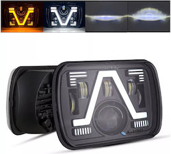 Universal 5x7 Inch Led Headlight Lamp Halogen 12v-24v Low High Beam Drl Daytime Running Lights Turn Signal White-yellow 4800lm Atv